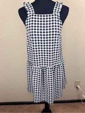 Divided Women’s Small Black & White Gingham Ruffle Strap Sundress Beachy Summer